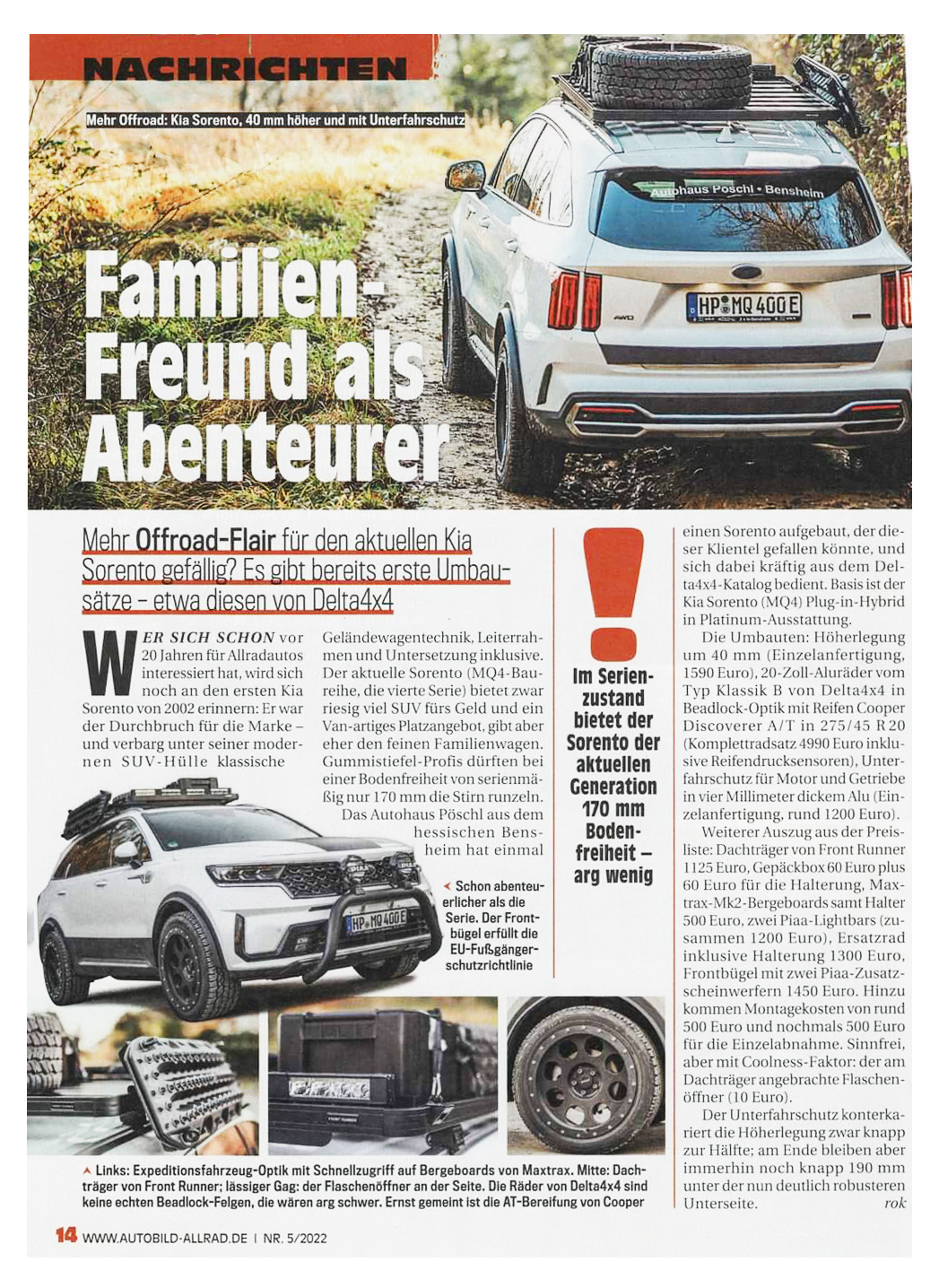 Kia Sorento Delta 4x4 Umbau - Quelle: AUTOBILD-ALLRAD Ausgabe 05/2022